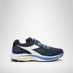 Diadora Men's Mythos Vortice 7 Running Shoe -Black Iris/White/Neon Yellow - Regular (D)