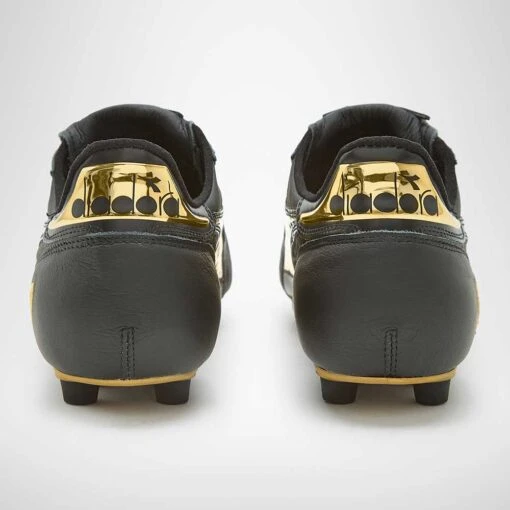 Diadora Men's Brasil #9 Italy LT+MDPU Soccer Shoe - Black/Gold - Image 6