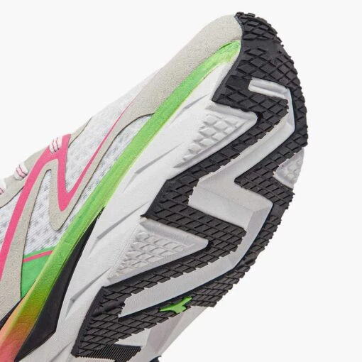 Diadora Women's Atomo V7000 Running Shoe - White/Green Fluo/Pink Fluo - Image 6