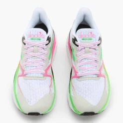 Diadora Women's Atomo V7000 Running Shoe - White/Green Fluo/Pink Fluo -Sneakers Shop 101.179068 D0250 50 HR