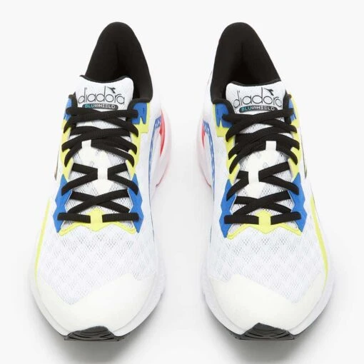 Diadora Men's Mythos Blushield Volo 3 Running Shoe- White/Black/Yellow Fluo - Regular (D) - Image 2
