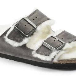 Birkenstock Arizona Shearling Sandals - Iron Natural- Medium/Narrow -Sneakers Shop 1021067 detail 1