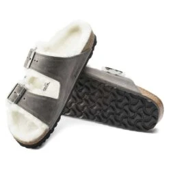 Birkenstock Arizona Shearling Sandals - Iron Natural- Medium/Narrow -Sneakers Shop 1021067 sole