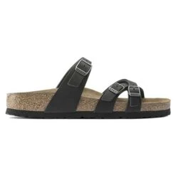 Birkenstock Women's Franca Oiled Leather Sandals- Black- Regular/Wide -Sneakers Shop 1021203 side