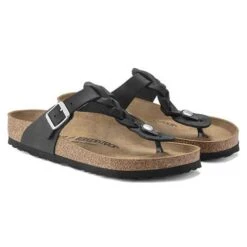 Birkenstock Gizeh Braid Suede Black Oil Leather- Regular/Wide -Sneakers Shop 1021349 pair