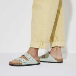 Birkenstock Women's Arizona Nubuck - Matcha- Medium/Narrow -Sneakers Shop 1024116 f closeup f