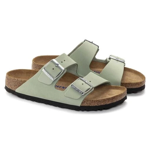 Birkenstock Women's Arizona Nubuck - Matcha- Medium/Narrow - Image 2
