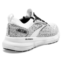 BROOKS Men's Glycerin StealthFit 20 Running Shoe - White/Grey/Black - Regular (D) -Sneakers Shop 110384 135 H Glycerin StealthFit 20