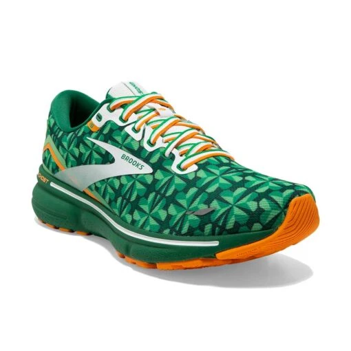 BROOKS Men's Ghost 15 Run Lucky Running Shoe- Green/White/Orange- Regular (D) - Image 2