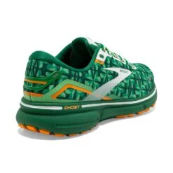 BROOKS Men's Ghost 15 Run Lucky Running Shoe- Green/White/Orange- Regular (D) -Sneakers Shop 110393 371 H Ghost 15