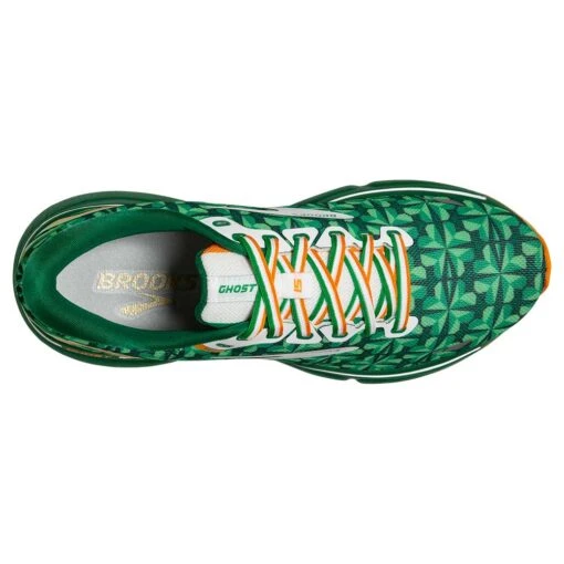 BROOKS Men's Ghost 15 Run Lucky Running Shoe- Green/White/Orange- Regular (D) - Image 5