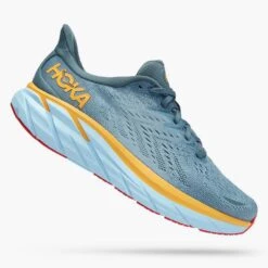 Hoka Men's Clifton 8 Running Shoe- Goblin Blue/Mountain Spring— Regular (D)