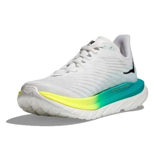 Hoka Men's Mach 5 Running Shoe - White/Blue Glass - Regular (D) - Image 2