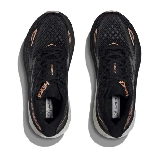 Hoka Women's Clifton 9 Running Shoe - Black/Rose Gold - Regular (B) - Image 4