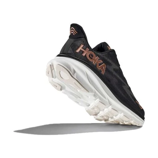 Hoka Women's Clifton 9 Running Shoe - Black/Rose Gold - Wide (D) - Image 4