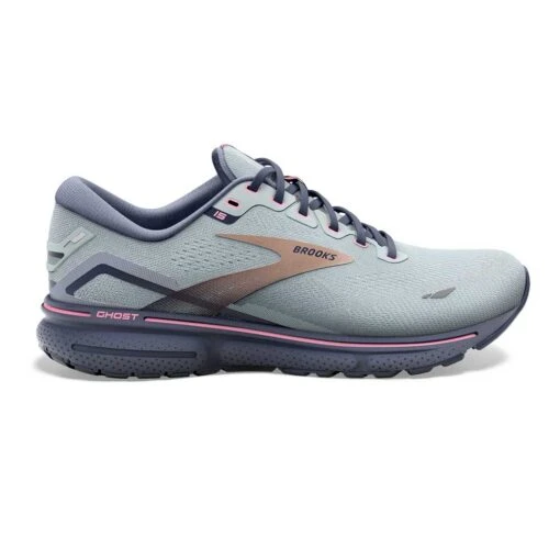 BROOKS Women's Ghost 15 Running Shoe - Spa Blue/Neo Pink/ Copper- Regular (B)