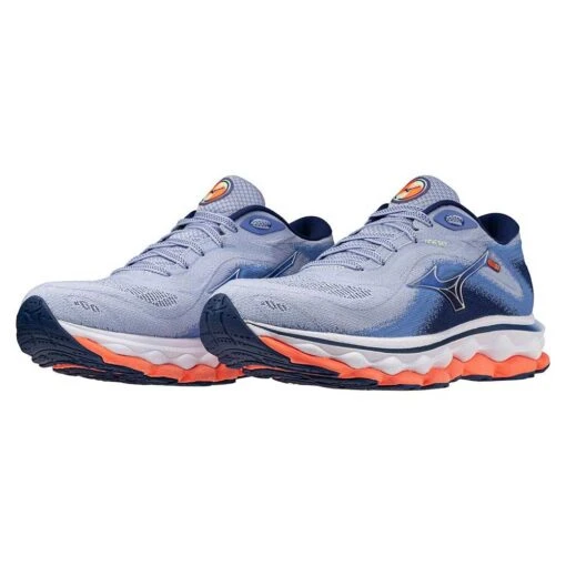 Mizuno Women's Wave Sky 7 Running Shoe - Blue Heron/Silver - Regular (B) - Image 2
