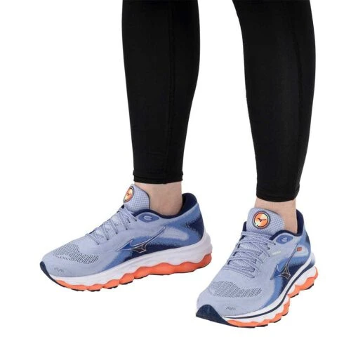 Mizuno Women's Wave Sky 7 Running Shoe - Blue Heron/Silver - Regular (B) - Image 8