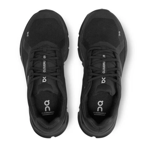 On Running Women's Cloudrunner Waterproof Running Shoe - Black - Regular (B) - Image 5