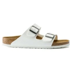 Birkenstock Women's Arizona Birko Flor Sandal- White- Medium/Narrow -Sneakers Shop 552683 side