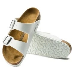 Birkenstock Women's Arizona Birko Flor Sandal- White- Medium/Narrow -Sneakers Shop 552683 sole
