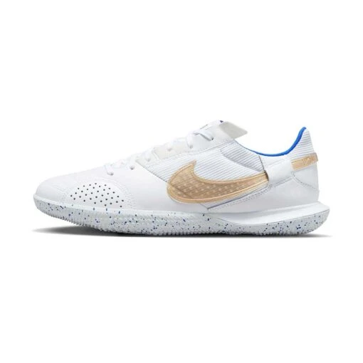 Unisex Nike Streetgato IC Soccer Shoes- White/Metallic Gold/Hyper Royal - Regular (D) - Image 2