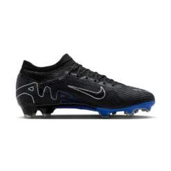 Nike Zoom Mercurial Vapor 15 Pro FG Soccer Cleat- Black/Chrome-Hyper Blue- Regular (D)
