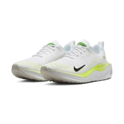 Men's Nike React Infinity Run Flyknit 4 Running Shoe- White/Light Lemon Twist/Volt/Black- Regular (B) - Image 3