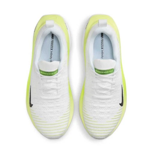 Men's Nike React Infinity Run Flyknit 4 Running Shoe- White/Light Lemon Twist/Volt/Black- Regular (B) - Image 4