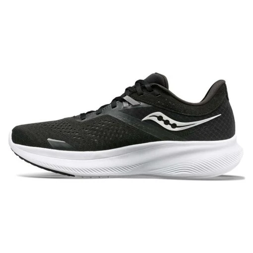 Saucony Women's Ride 16 Running Shoe - Black/White - Wide (D) - Image 3