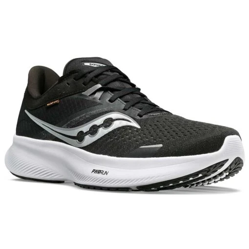 Saucony Women's Ride 16 Running Shoe - Black/White - Wide (D) - Image 2