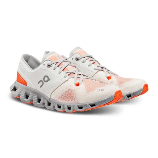 On Running Women's Cloud X 3 Running Shoe - Ivory/Alloy - Regular (B) - Image 2